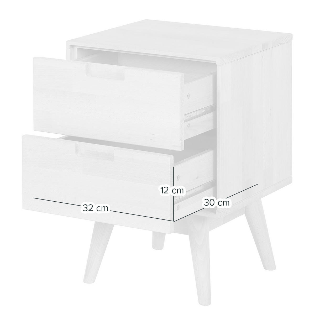 NACHTKOMMODE - Buche massiv - Buchefarben, Holz (40/56/35cm) - home24