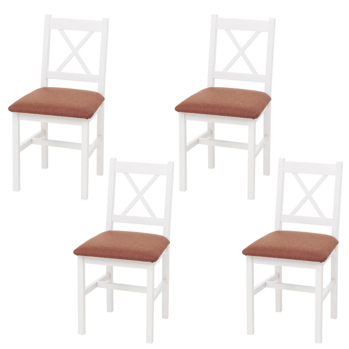 ESSZIMMERSTUHL Weiß, Orange 4er-Set - Weiß/Orange, Holz (43/85/44cm) - MCW