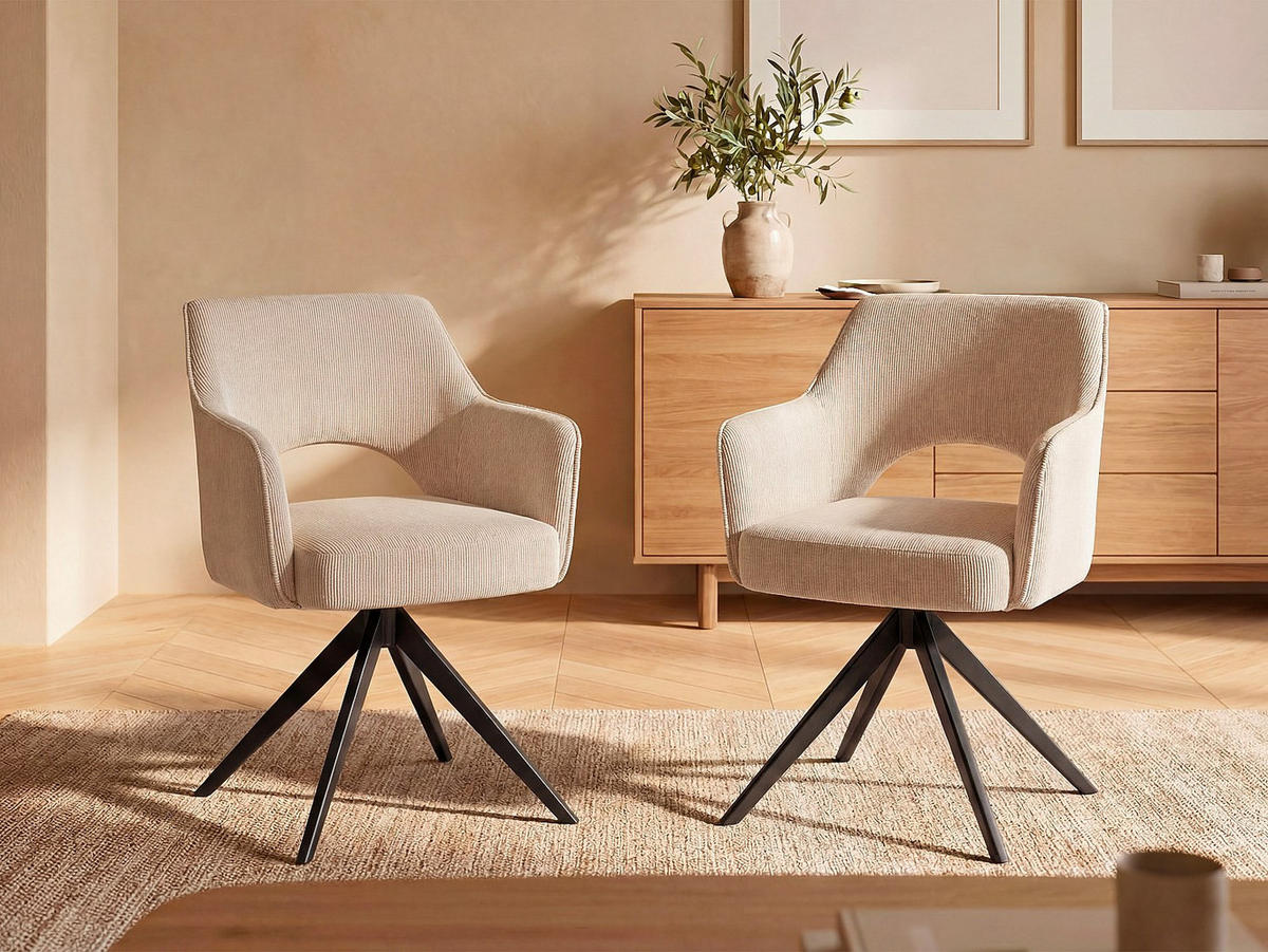 STUHL - 58 cm x 59 cm - Samt - Cremefarben - KONYA - Creme, Textil (58/84/59cm) - Vente-Unique