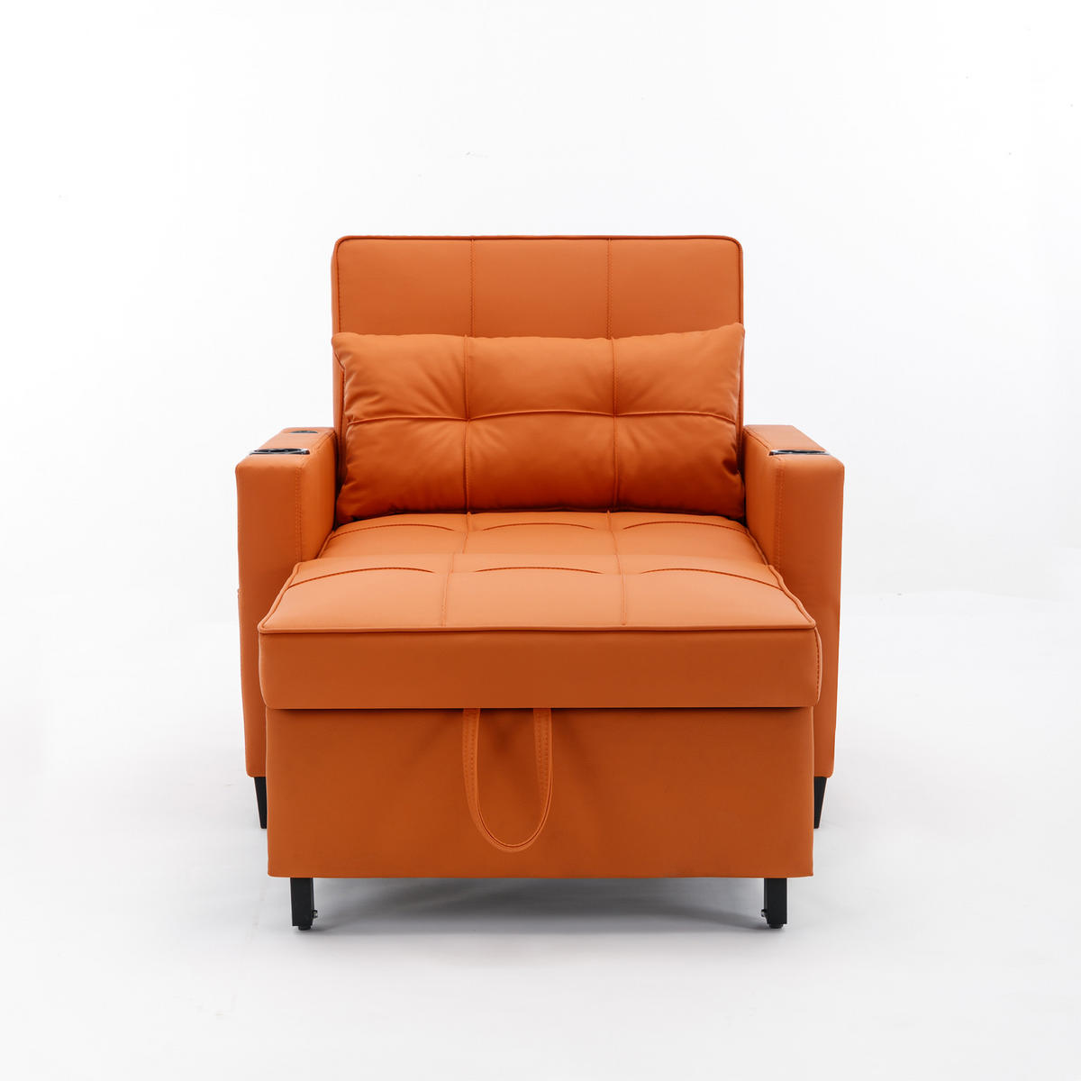 RELAXSESSEL 87/74/84 cm Orange mit Getränkehaltern und USB Anschluss - Orange, Textil (74/84/87cm) - Oxeza