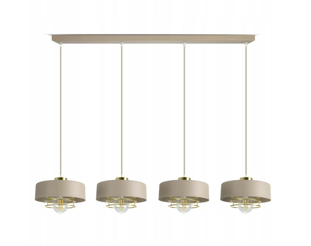 PENDELLEUCHTE ECRU - Beige/Goldfarben, Metall (94/20/100cm) - kiki design