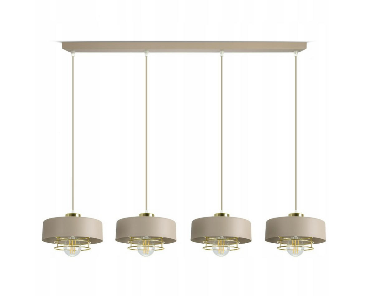 PENDELLEUCHTE ECRU - Beige/Goldfarben, Metall (94/20/100cm) - kiki design