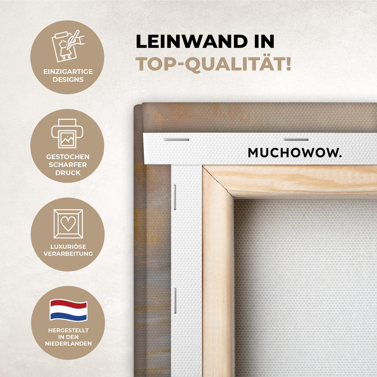 LEINWANDBILD Gemälde - Welle - Jesus - Abstrakt Wandbild 40x30 cm - Goldfarben, Textil (40/30cm) - MuchoWow