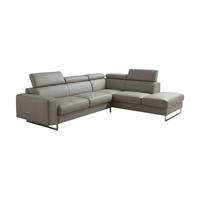 ECKSOFA Gotham Echtleder mit Bettfunktion Perlgrau - Hellgrau, Leder/Metall (237/227cm)