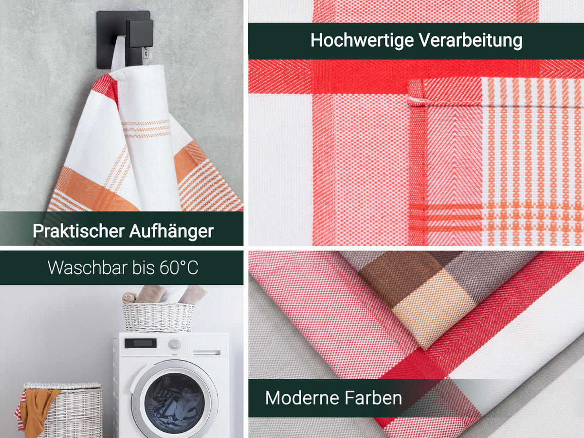 GESCHIRRTÜCHER, 4er-Set, 50x70 cm, 100% Baumwolle, Rot - Rot, Textil (50/70cm) - Zollner