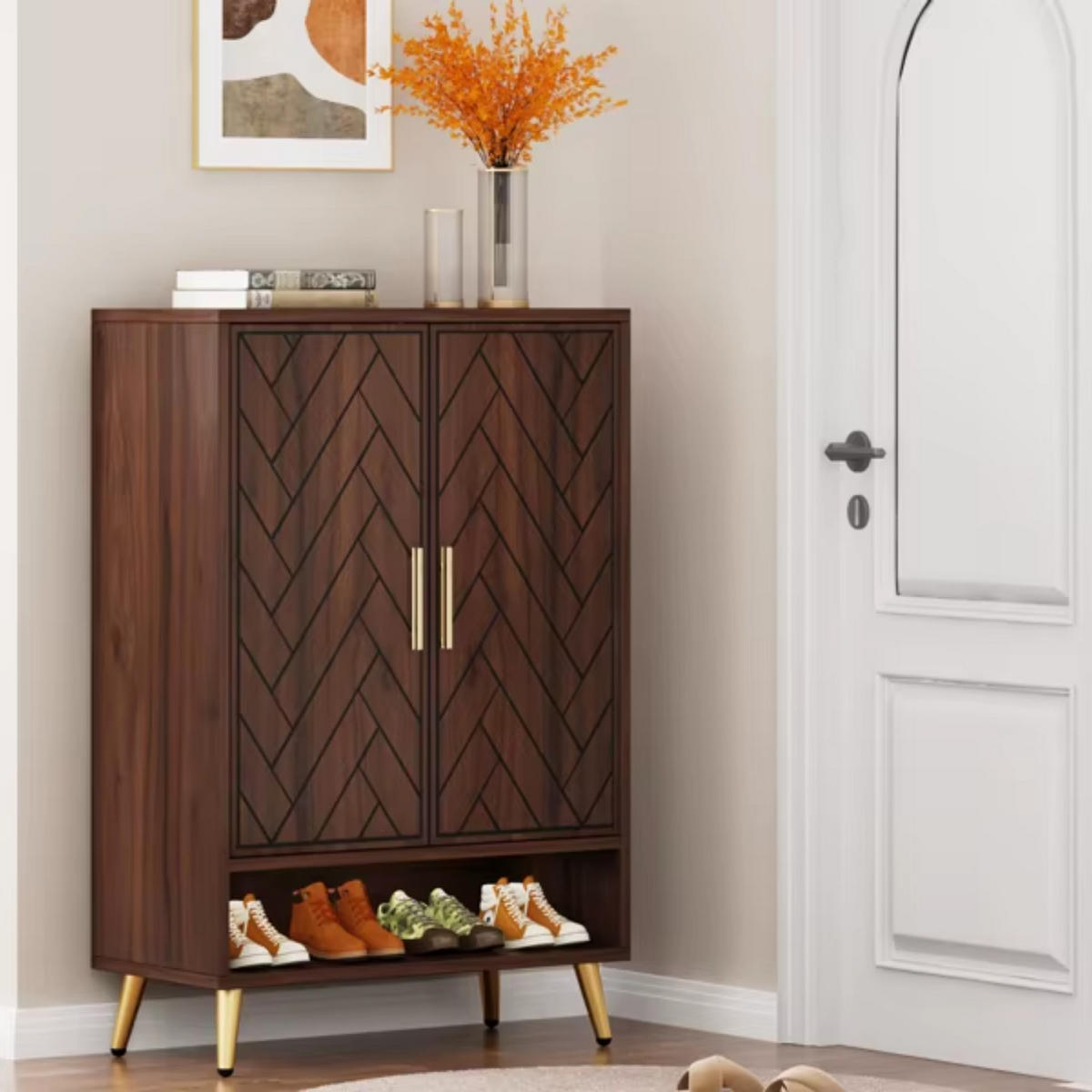 SCHUHSCHRANK Braun 75/35/109 cm - Walnussfarben, Holzwerkstoff (75/110/35cm) - Quality Elegance