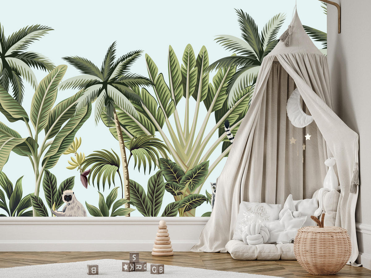 FOTOTAPETE für Schlafzimmer Exotische Tiere Dschungel Flamingo 200x140 - Schwarz/Weiß, Papier (200/140cm) - Muralo