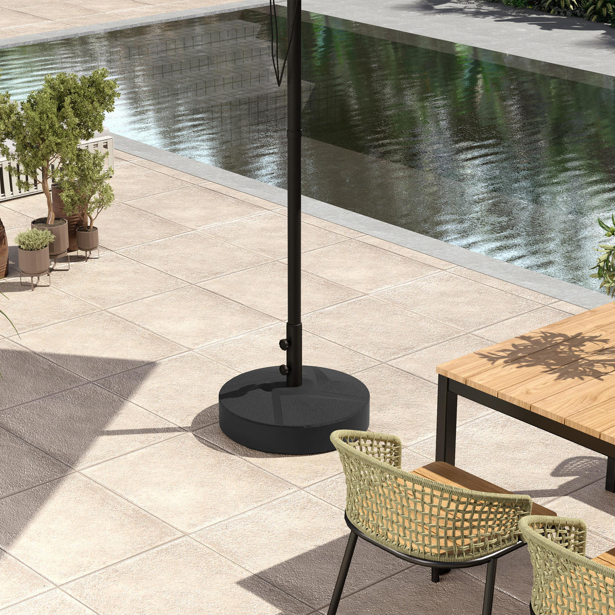 SONNENSCHIRMSTÄNDER DE-05506 Befüllbar, rund Schwarz - Schwarz, Metall (56/56cm) - ComfortXL