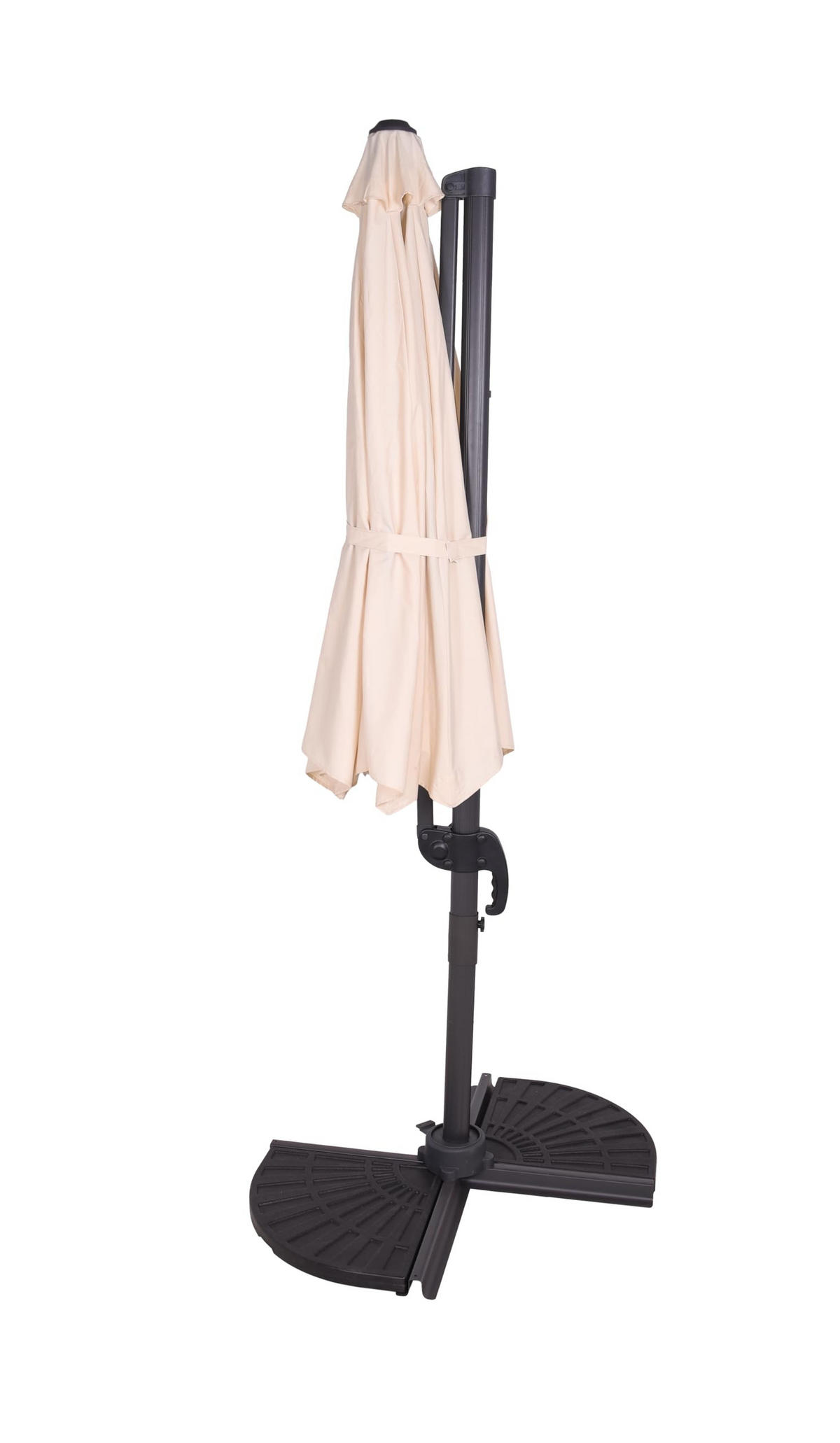 AMPELSCHIRM Ulla Ø 300cm Creme Aluminium Sonnenschirm mit Ständer - Creme, Metall (300/356cm) - DELUKE