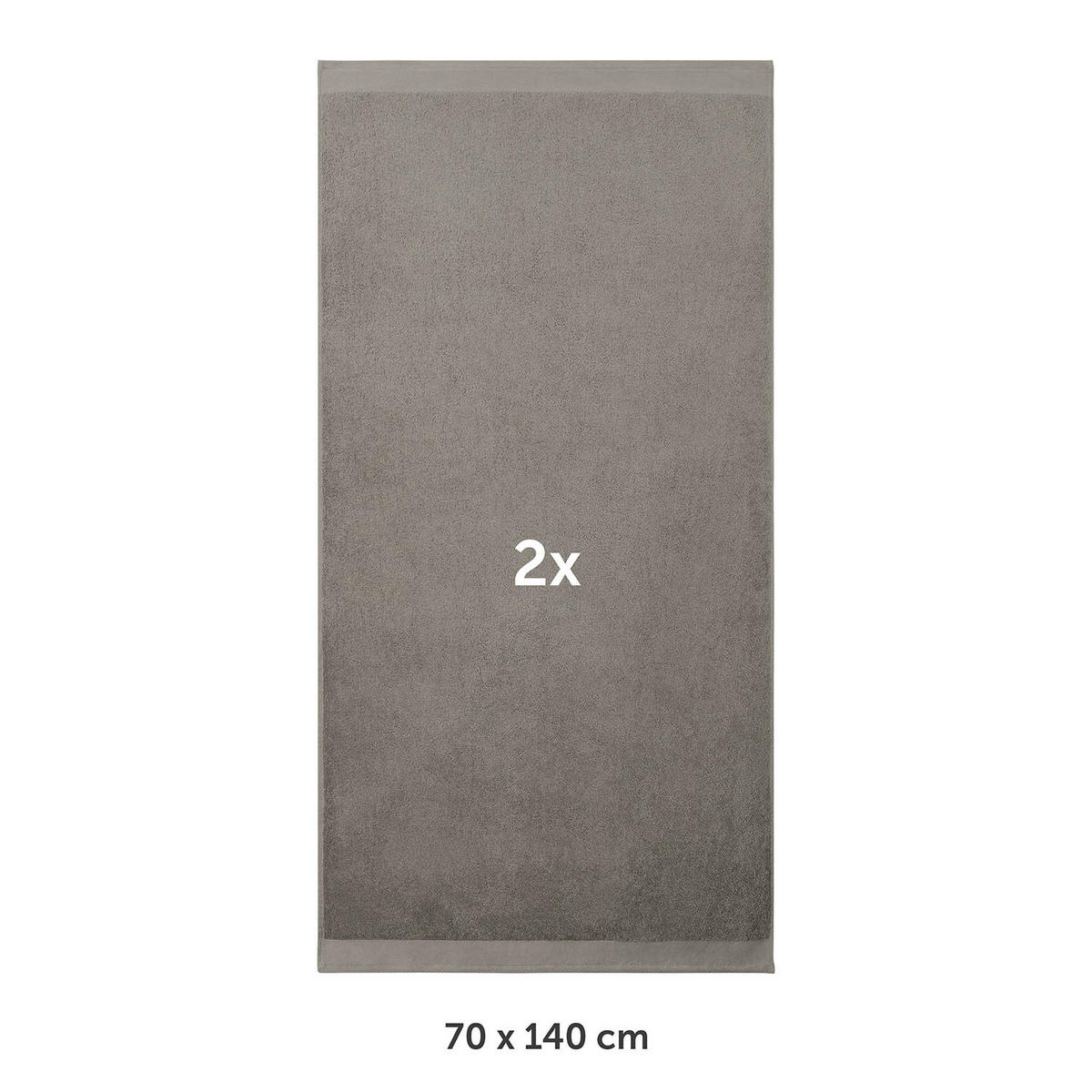 BADETUCH 2er-Set, 2x Badetuch 70/140 cm, Grau - Grau, Textil (70/140cm) - Blumtal