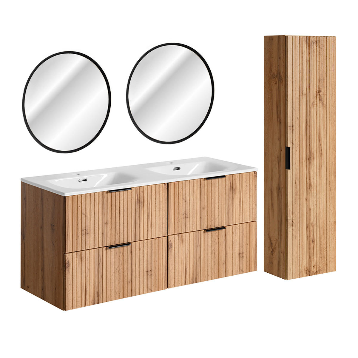 KOUPELNOVÝ NÁBYTEK 120.4cm Adriel 2er-Set Dubové dřevo - hnědá, kompozitní dřevo (120.4/57/46cm) - Petits-meubles