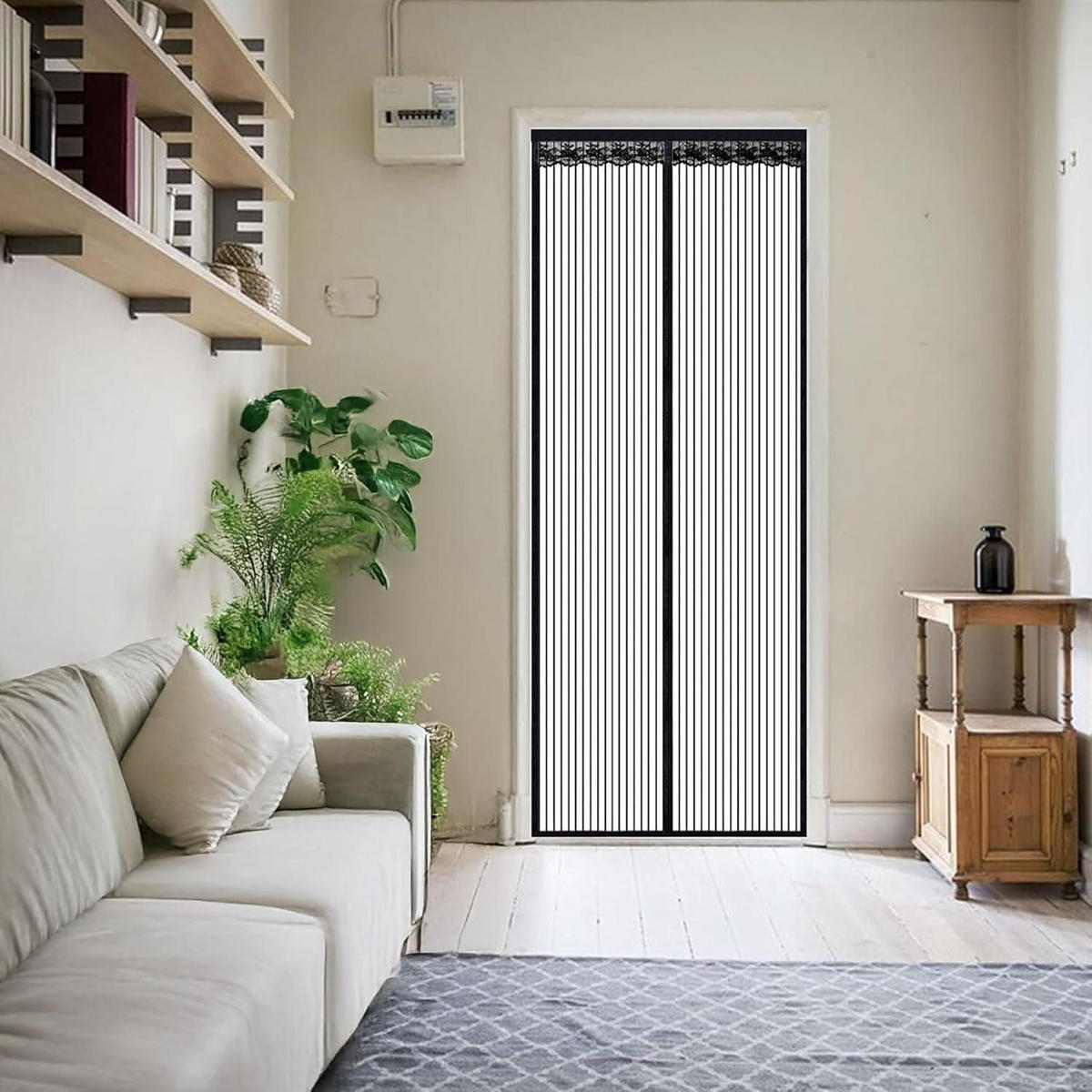 FLIEGENGITTER Tür 90 x 210 cm Magnetverschluss - Schwarz, Textil (90/210/1cm)
