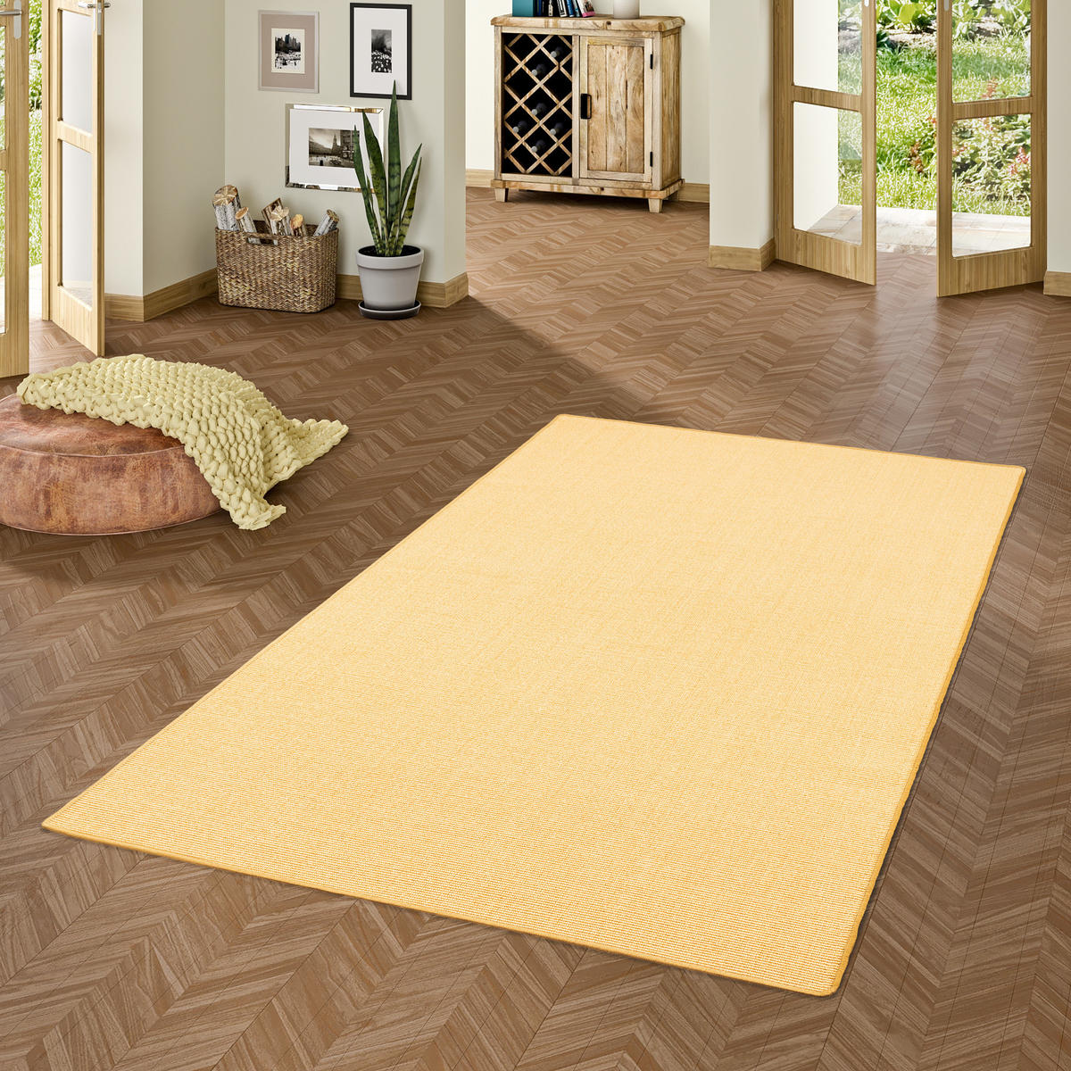 SISAL NATUR TEPPICH KLASSISCH - Honig, Textil (100/100cm) - Snapstyle