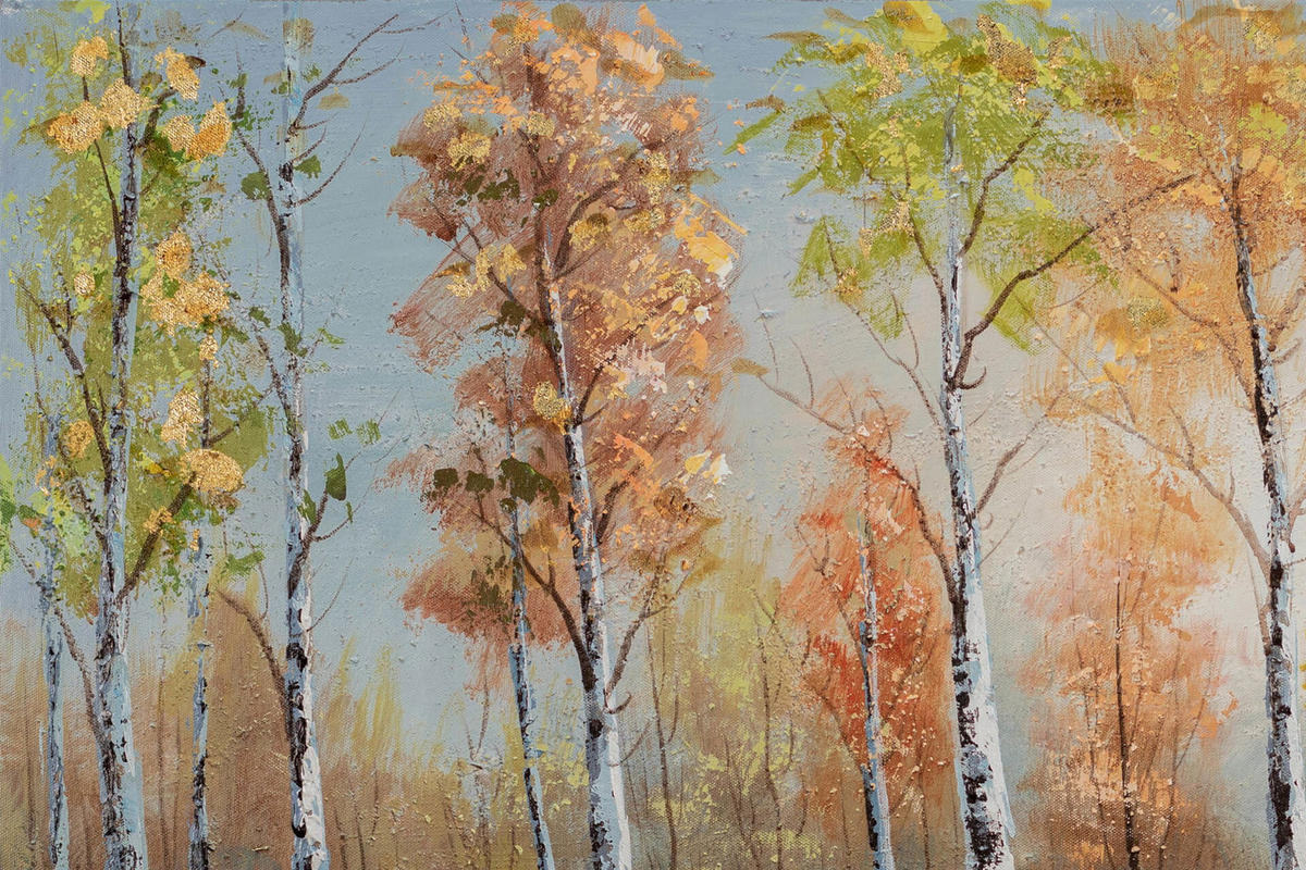 ACRYLBILD HANDGEMALT 90/60 cm - Blau/Orange, Holz/Textil (90/60cm) - KUNSTLOFT