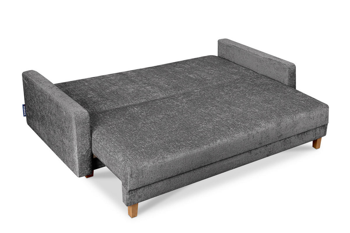 3-SITZER-SCHLAFSOFA ERISO mit weiche Sitzfläche und hohe Rückenlehne, Chenille-Stoff, Stahlfarbe - Braun/Grau, Textil (220/80/100cm) - KONSIMO®