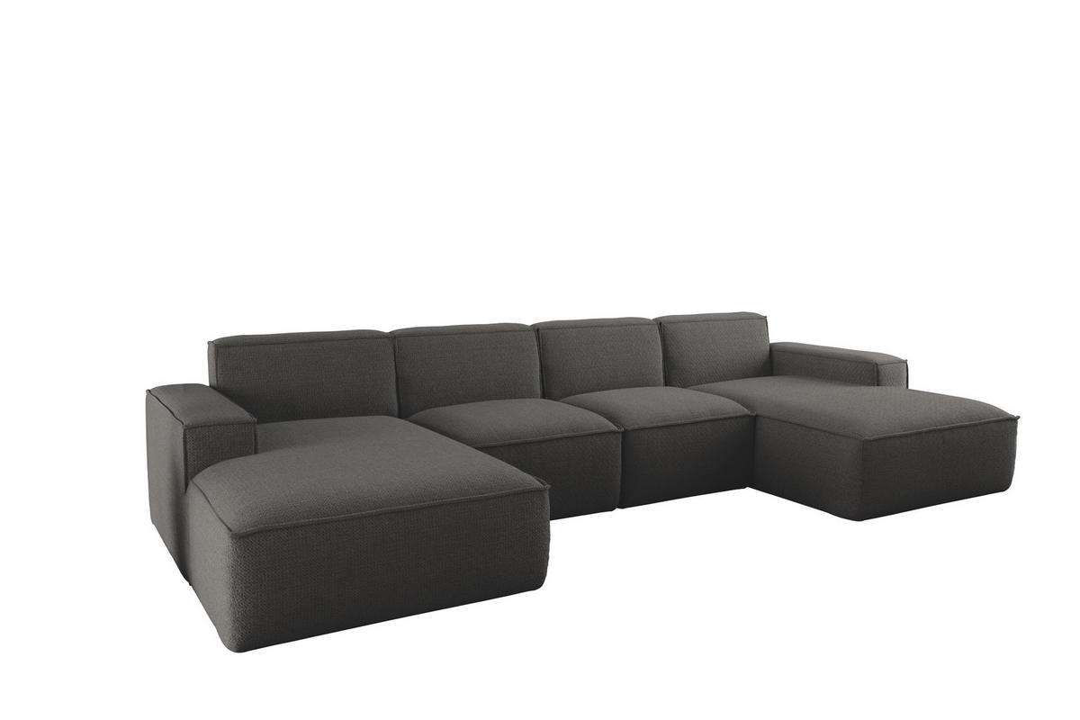 ECKSOFA U-Form Siena mit Stoff Artico Anthrazit - Anthrazit, Holz (344/165cm) - Kaiser Möbel