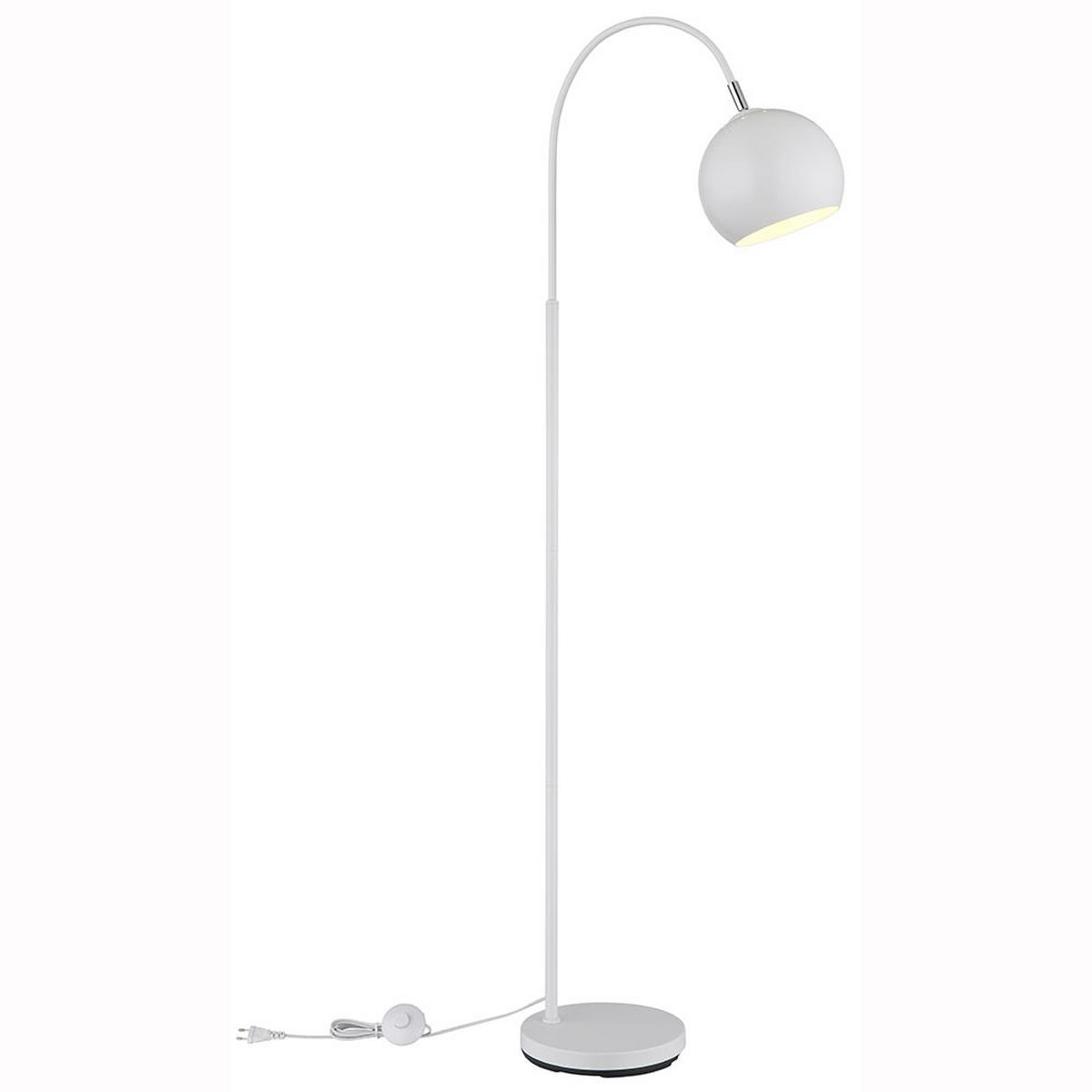 LED STEHLEUCHTE BENNO METALL WEISS, MIT FUSSSCHALTER - Weiß, Metall (46/25/150cm) - Globo Lighting