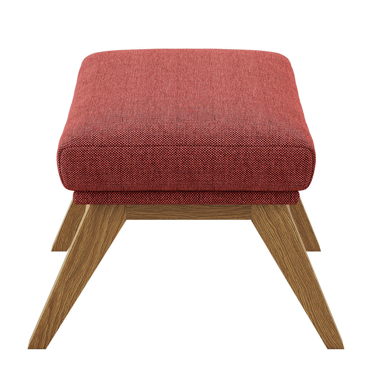 HOCKER mit Holzfüßen - Eichefarben/Rot, Eichenholz/Textil (54/41/41cm) - home24