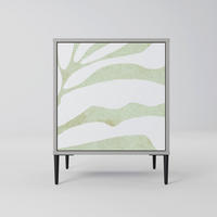 SIDEBOARD BOTANICAL SPARK, Grau, 57,5x42x72,5 cm, Schwarze Metallfüße - Multicolor/Schwarz, Holzwerkstoff/Metall (57.5/72.5/42cm) - SpaceRebels