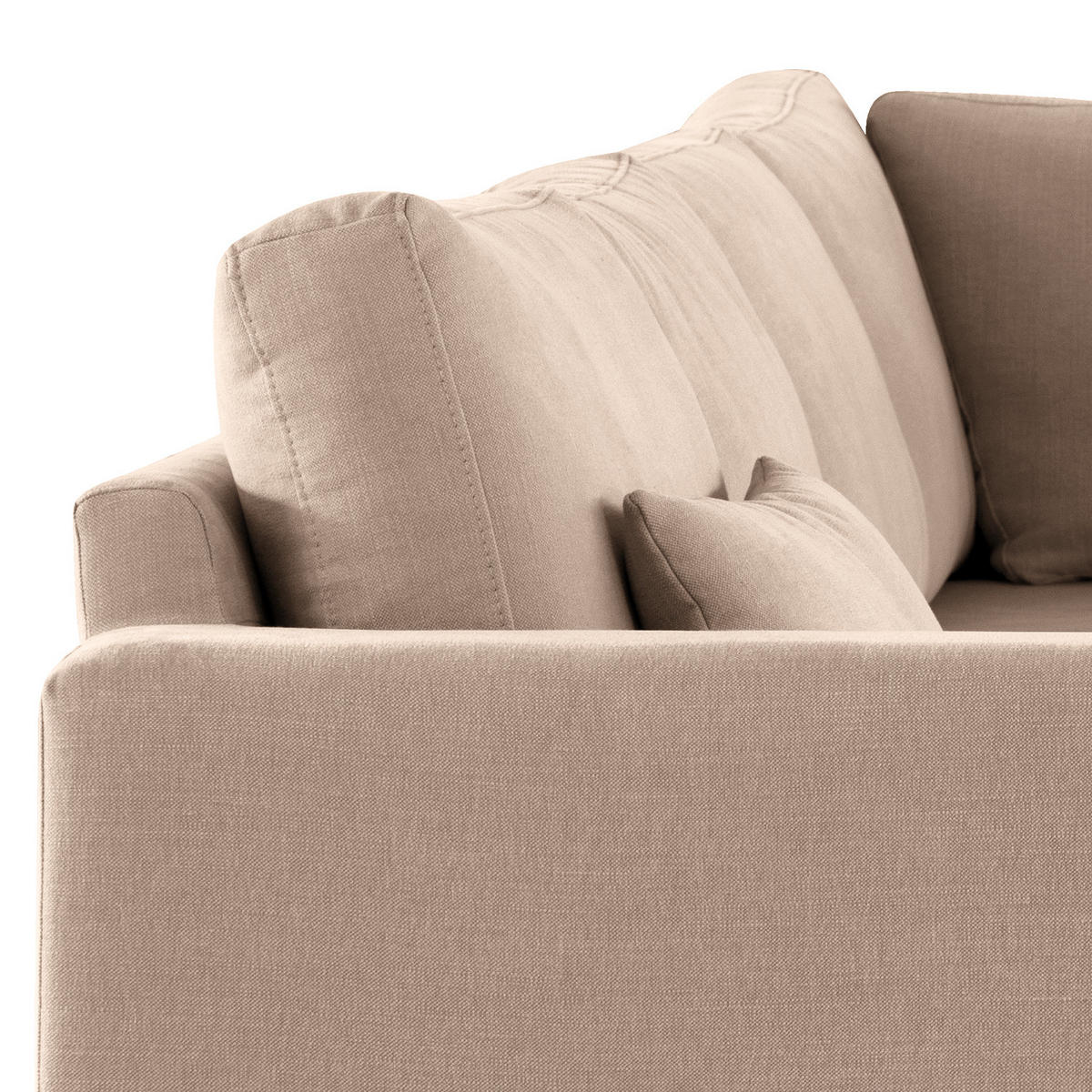 ECKSOFA mit Ottomane - Taupe/Eichefarben, Naturmaterialien/Eichenholz (287/219cm) - home24