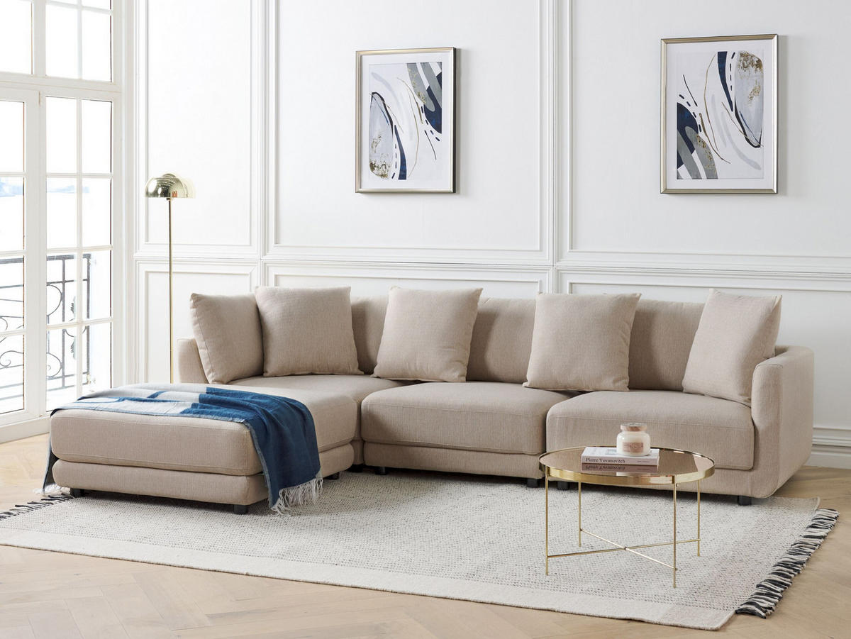 3-SITZER-SOFA beige Sigtuna - Beige, Textil (300/86/102cm) - Beliani