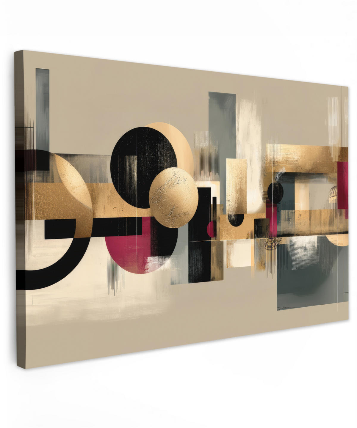 LEINWANDBILD Abstrakt - Formen - Beige - Texturen Groß 140x90 cm - Beige, Textil (140/90cm) - MuchoWow