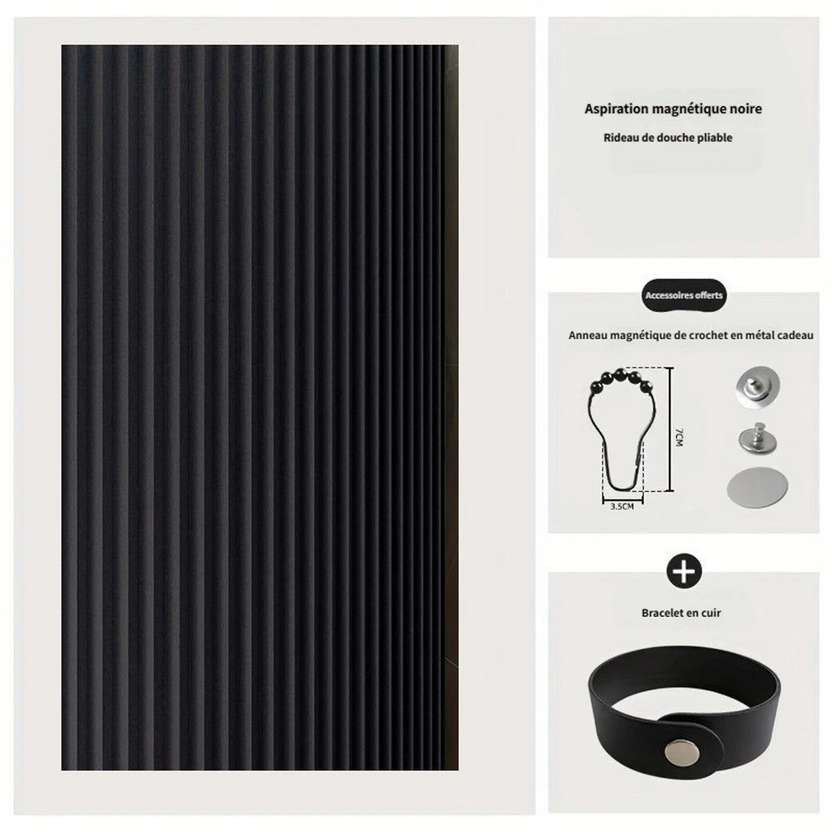 DUSCHVORHANG – Breite 150 x Höhe 200 cm – Schwarz – Inklusive Metallhaken - Schwarz, Textil (150/200cm)