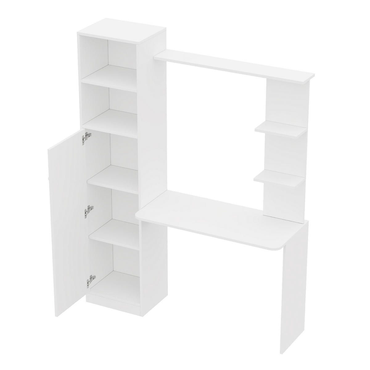 SCHREIBTISCH Weiß 123,5/45/168,5 cm mit Schrank und Regal - Weiß, Holzwerkstoff (123.5/45/168.5cm) - PANGIVO