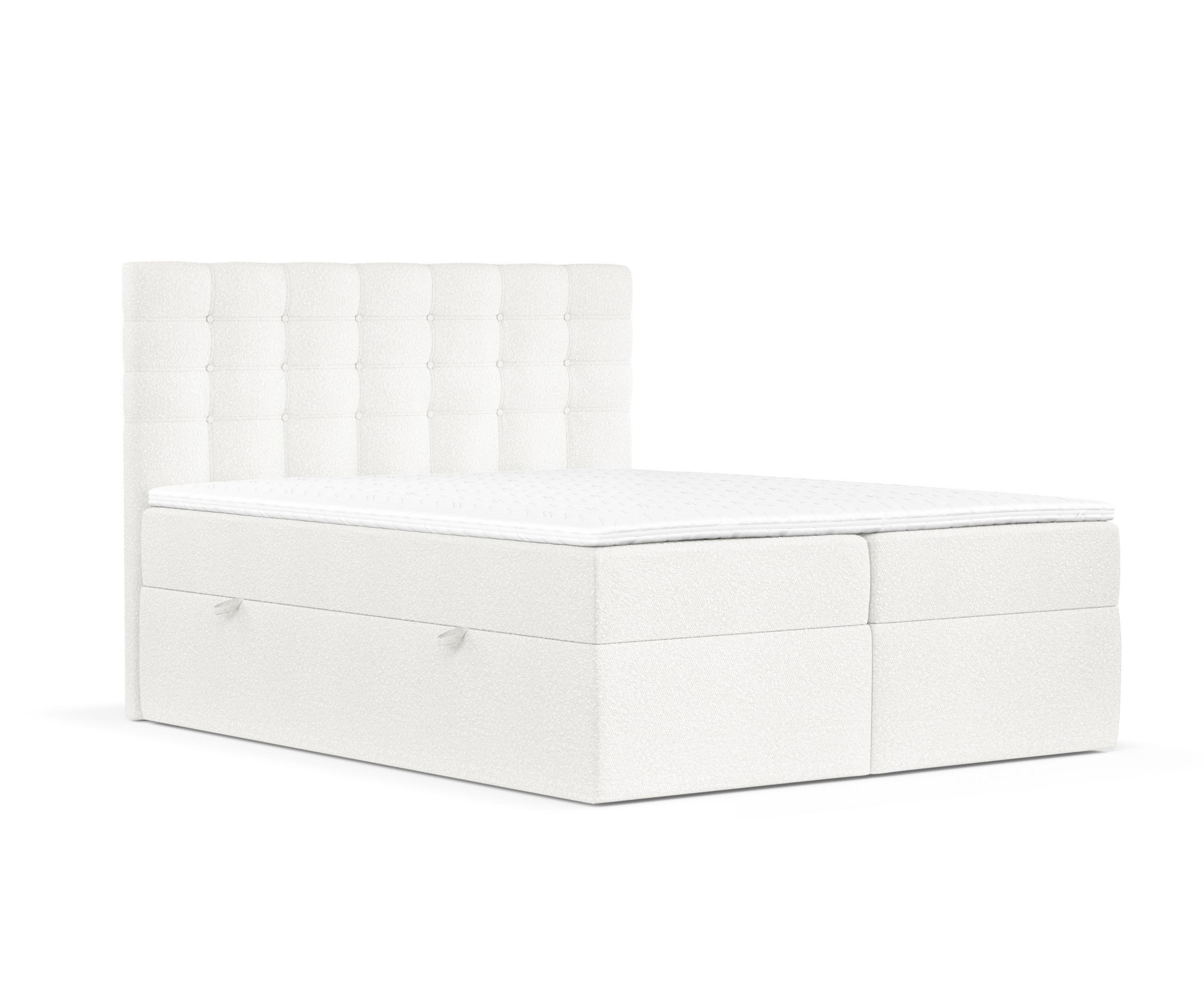 BOXBETT Sansa Weiß 120/200 cm mit Taschenmatratze und Topper - Schwarz/Weiß, Holz/Holzwerkstoff (120/200cm) - Maison de Reve