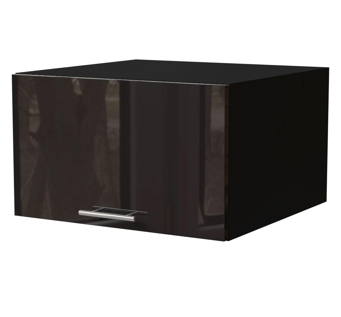 Feldmann-Wohnen Aufsatzschrank Schwarz Hochglanz, Schwarz 60x36x59 cm