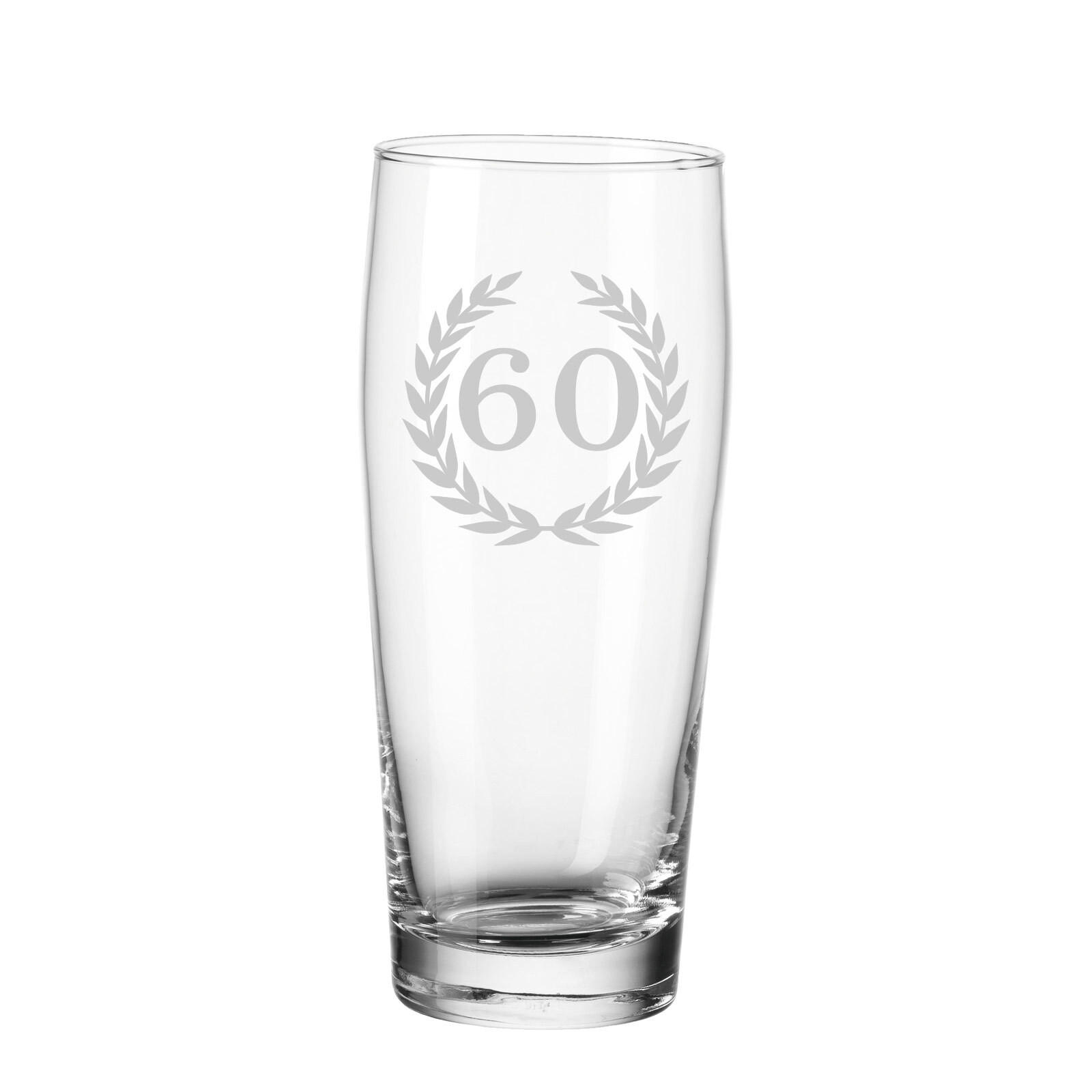 WILLI BECHER BIERGLAS MIT GRAVUR 60. Jubiläum transparent 0,5 l - Transparent, Glas (0.5L) - LUXENTU