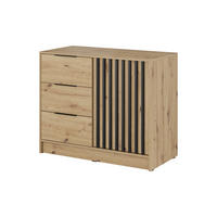 KOMMODE Nelly 2D, Eiche, Schwarzer Paspelierung, mit Schubladen - Schwarz/Eiche Artisan, Holzwerkstoff (105/86/45cm) - Bettso