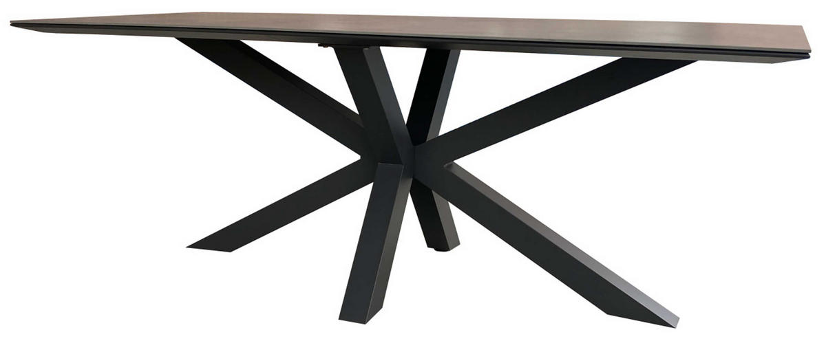 GARTENMÖBELSET Diningsessel Cadiz mit Tisch Almeria 200 x 90 cm - Grau, Metall - Mr. Deko