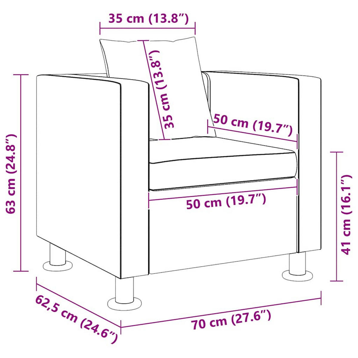 SESSEL Haltbar 70/62.5/63 cm Schwarz Holz - Schwarz, Holz (62.5/63/70cm) - vidaXL