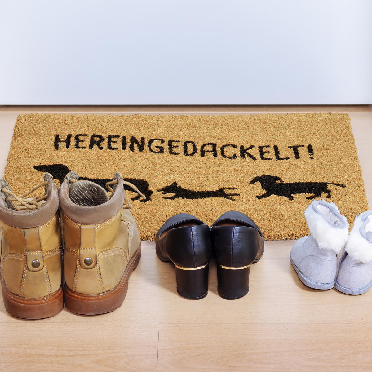 FUSSMATTE - Hellbraun, Kunststoff/Textil (60/40cm) - Relaxdays