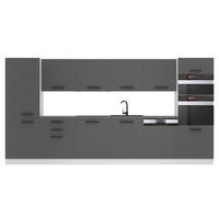 KÜCHENZEILE Naomi 360 cm, ohne Arbeitsplatten, Silber matt - Dunkelgrau, Holz (360/204/60cm) - B BELINI GROUP