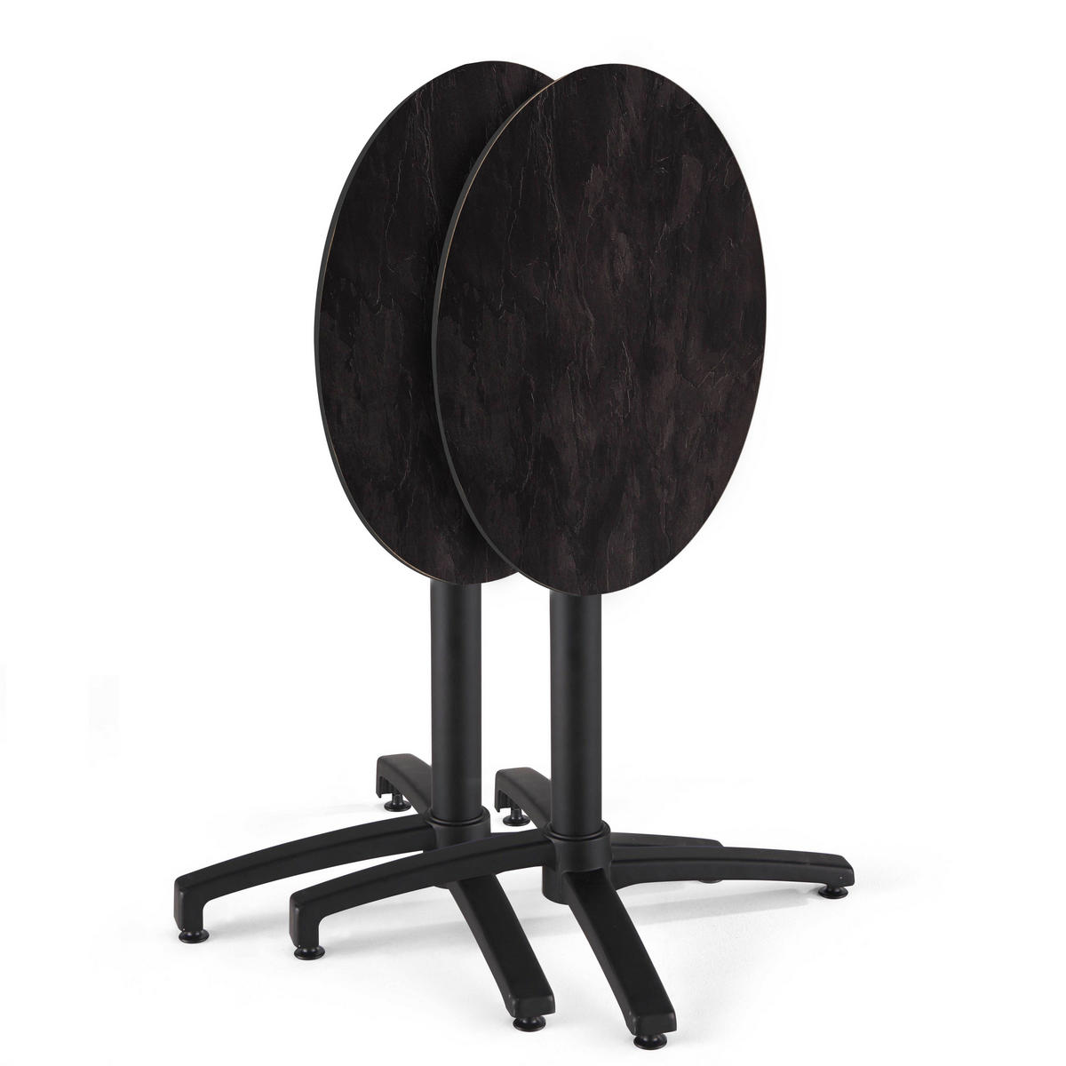 GARTENTISCH rund, Schiefer - Schwarz, Holzwerkstoff (70/70/72cm) - Oviala