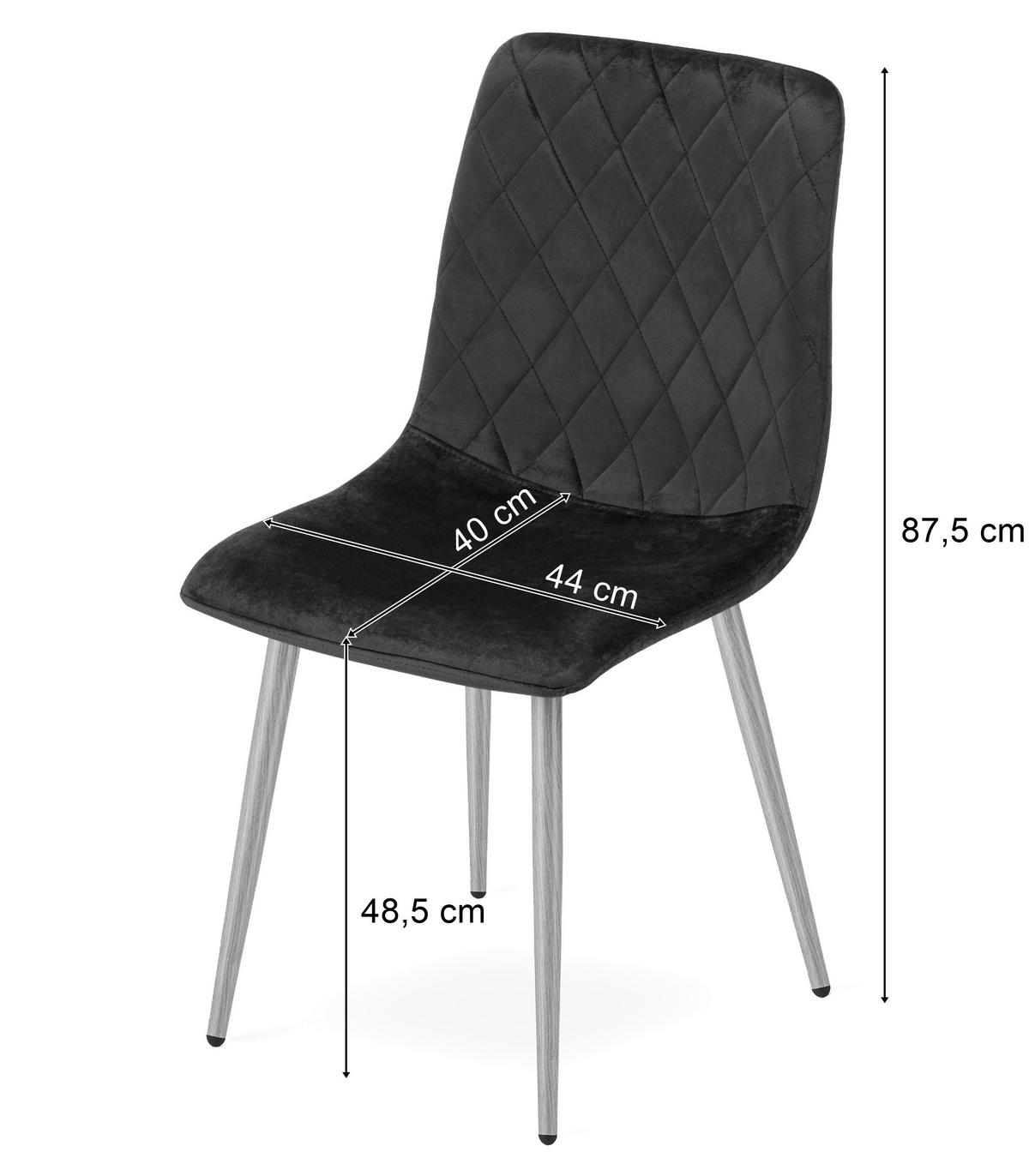 ESSZIMMERSTUHL TURIN schwarzer Sitz, Beine in Holzfarbe - Eichefarben/Schwarz, Textil (44.5/88.5/53cm) - Valora