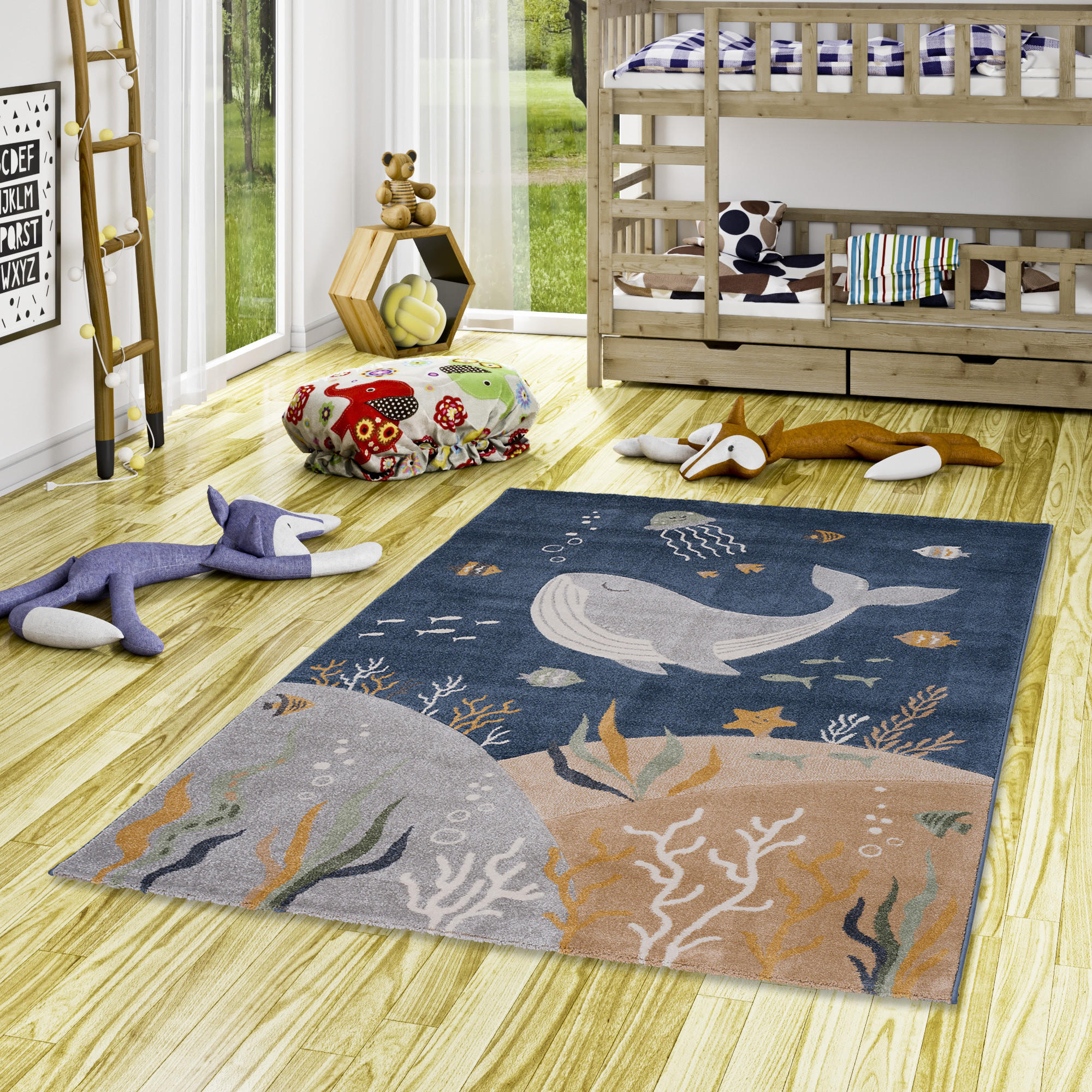 KINDER TEPPICH MAUI KIDS OZEAN - Blau, Textil (80/150cm) - Pergamon