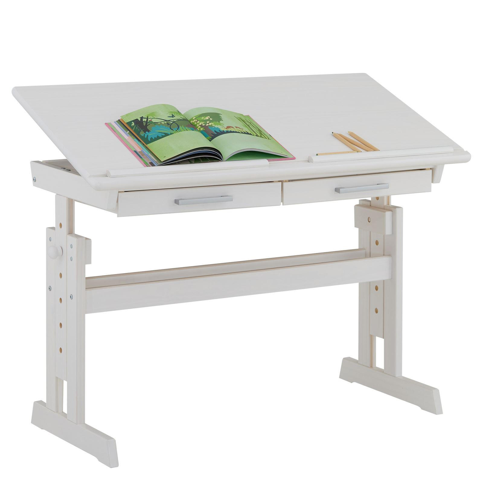 KINDERSCHREIBTISCH OLIVIA - Weiß, Holz (109/130/55cm) - IDIMEX