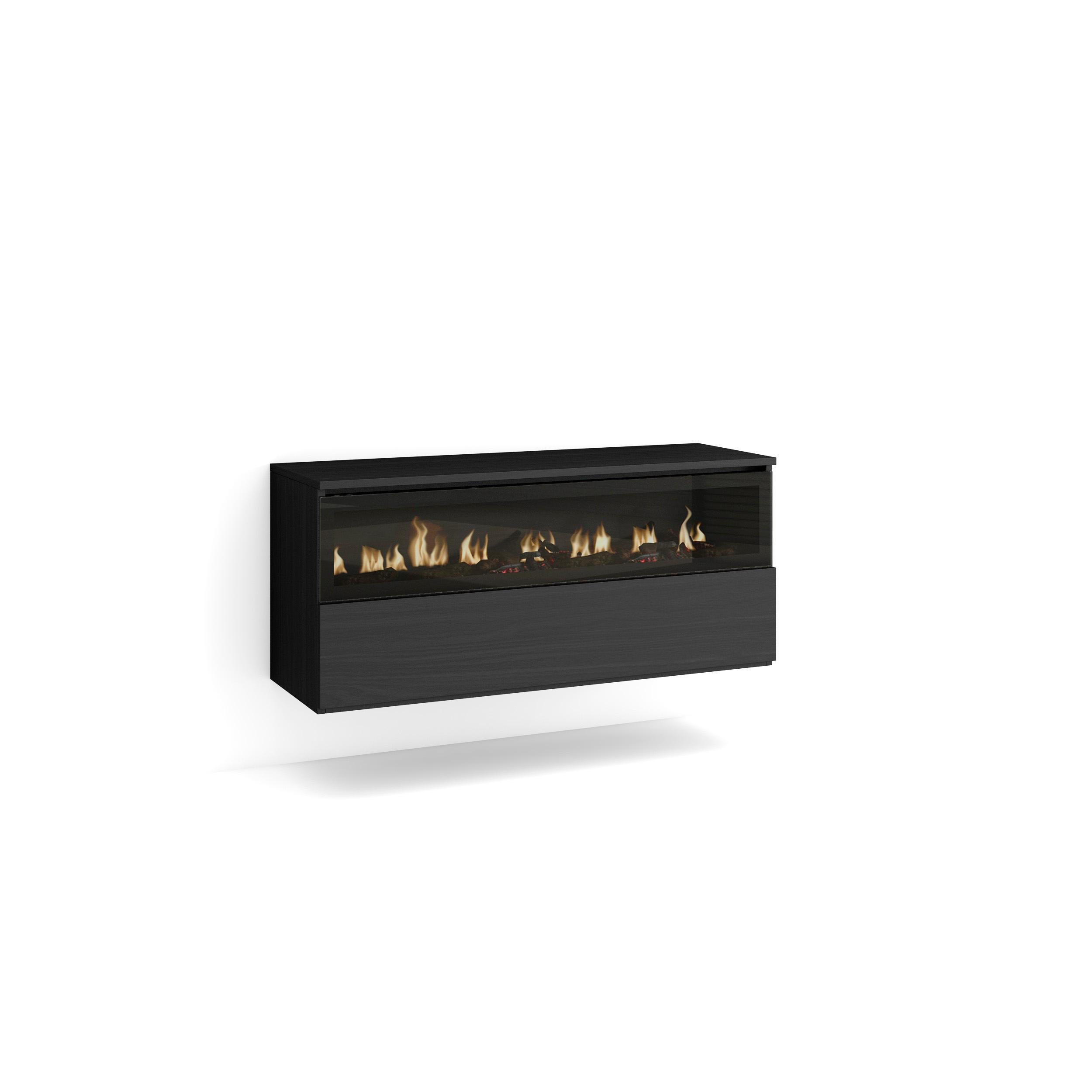 ELEKTROKAMIN LED, Hängend, schwarz, 102/35/45cm - Schwarz, Holzwerkstoff (102/45/35cm) - Skraut Home