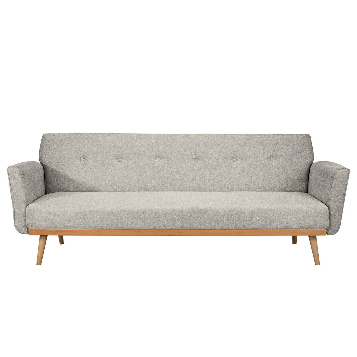 SCHLAFSOFA - Massivholz / Textil - Grau, Holz/Buchenholz (212/79/85cm) - home24
