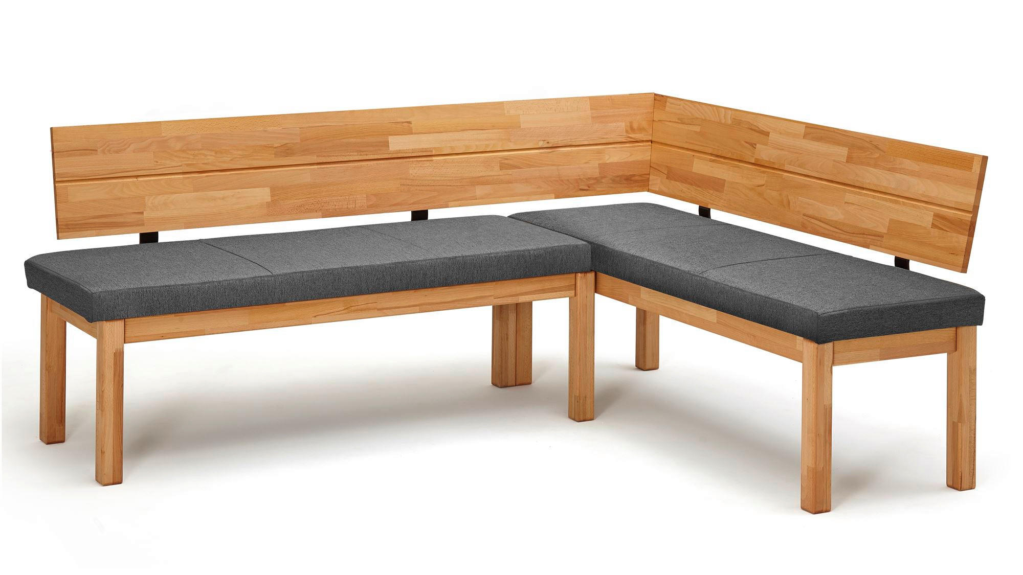 ECKBANK Danny 1 für 5 Personen Massivholz + Microfaser Kernbuche/Grau - Kernbuche/Grau, Holz (194/155cm) - 58aufmkessel