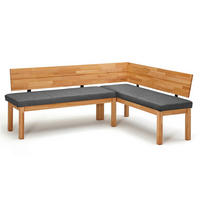 ECKBANK Danny 1 für 5 Personen Massivholz + Microfaser Kernbuche/Grau - Kernbuche/Grau, Holz (194/155cm) - 58aufmkessel