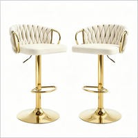 BARHOCKER DE-36090 2er Set drehbar höhenverstellbar mit Samtbezug Cremeweiß - Creme, Metall (49.5/98/50.5cm) - ComfortXL