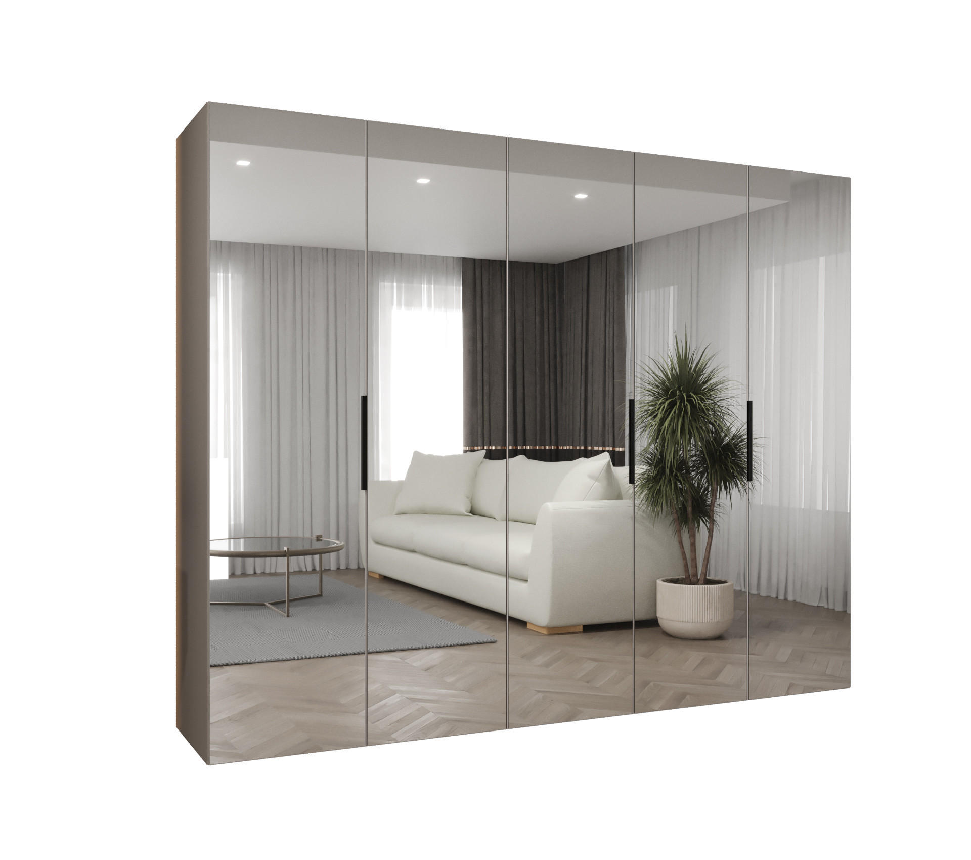 Möbel Kryspol Drehtürenschrank Kaschmir, Schwarz 250x202x52 cm