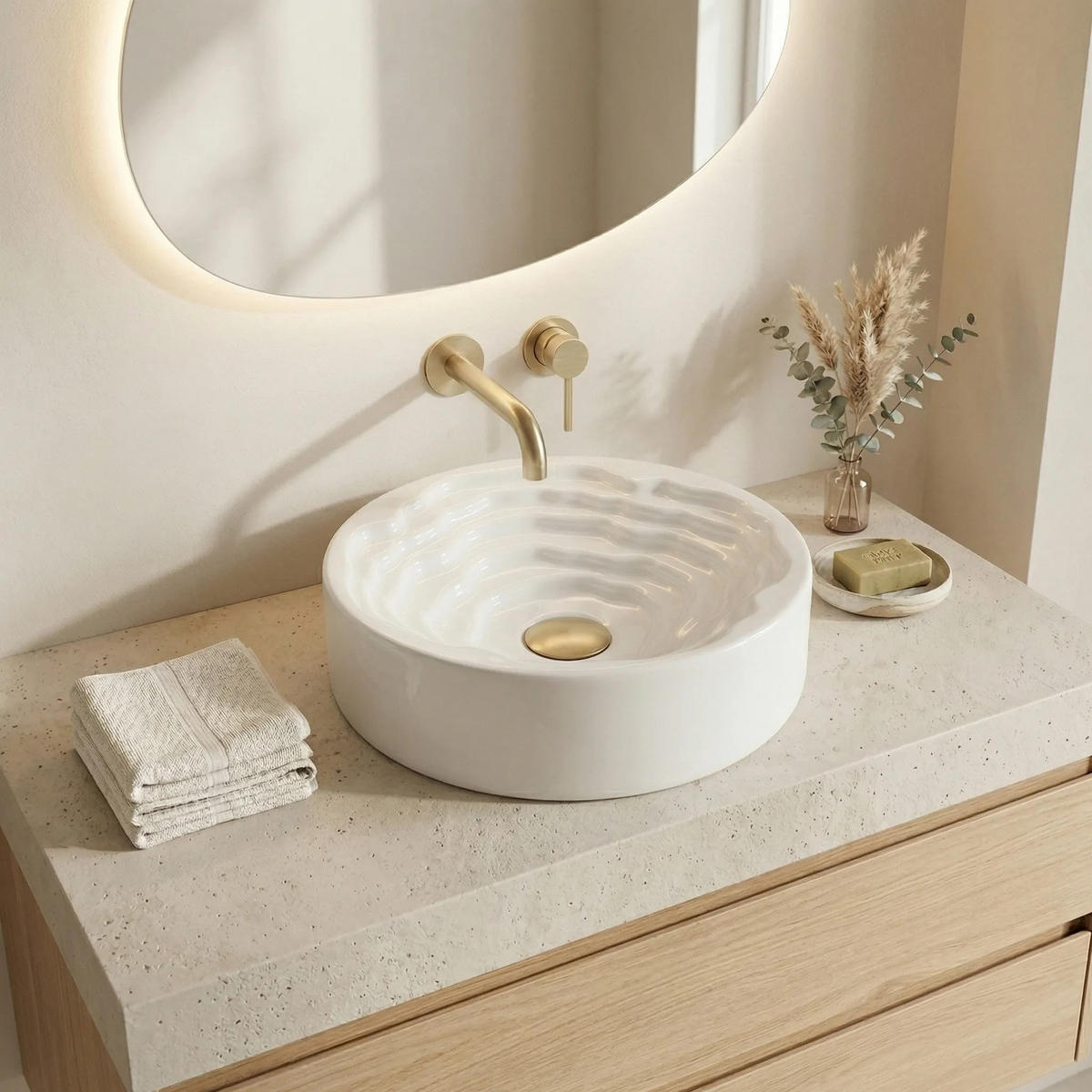 AUFSATZWASCHBECKEN Rea Calla - Weiß, Keramik (42/13/42cm) - REA