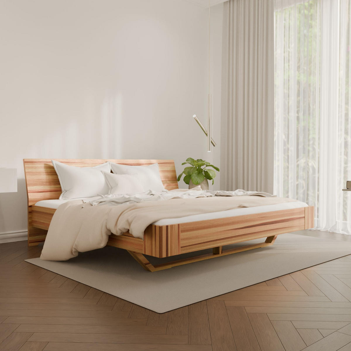 SCHWEBEBETT 200/220 cm aus Kernbuche - Braun, Holz (200/220cm) - MeinMassivholz