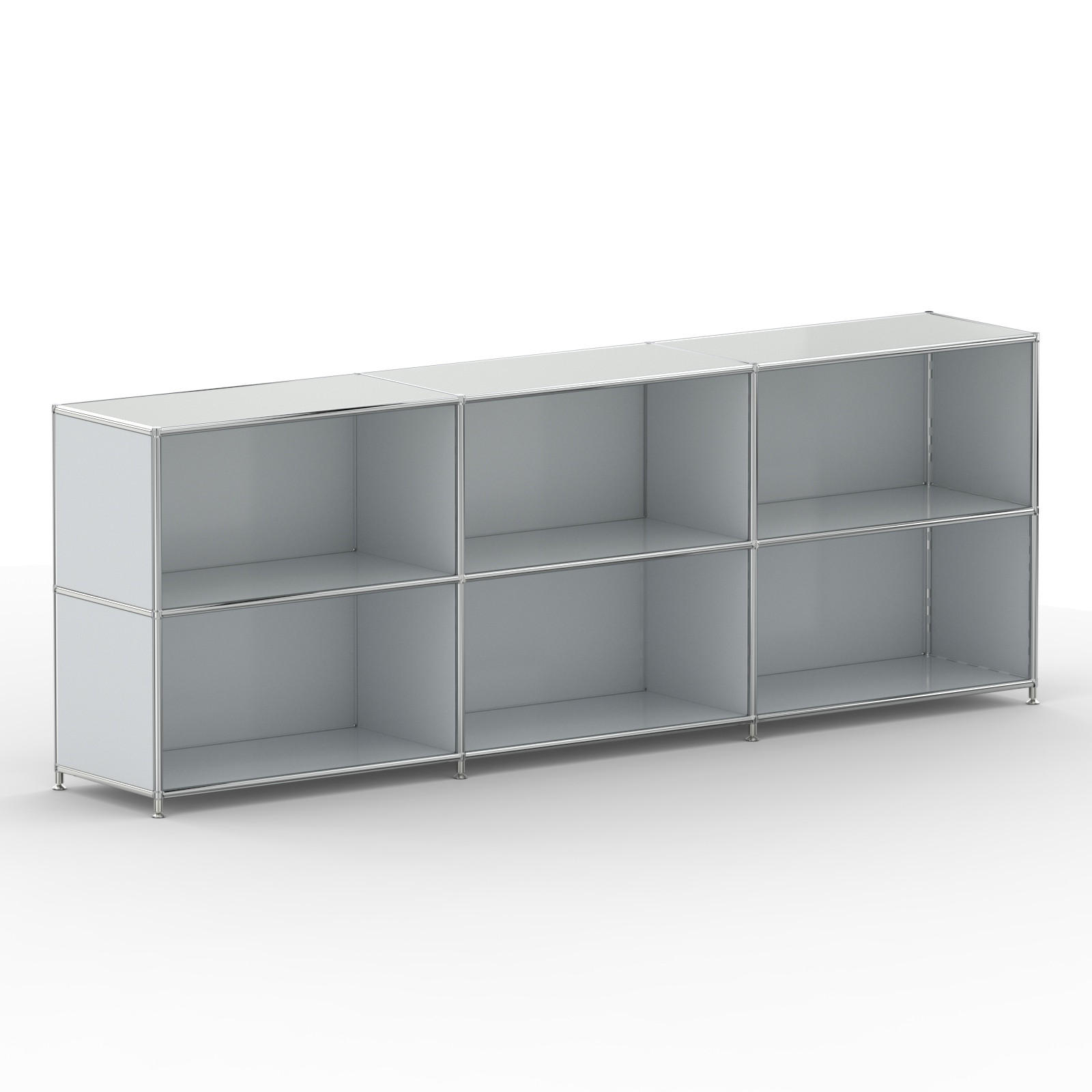 AKTENSCHRANK Büro, 6 offene Fächer, Breite 227 cm, Lichtgrau - Chromfarben/Hellgrau, Metall (40/80.5/227.2cm) - Versee