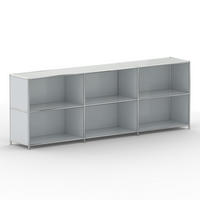 AKTENSCHRANK Büro, 6 offene Fächer, Breite 227 cm, Lichtgrau - Chromfarben/Hellgrau, Metall (40/80.5/227.2cm) - Versee